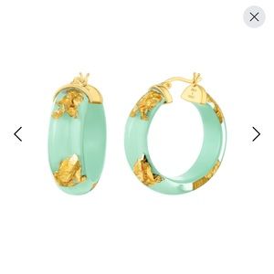 Mint Green 24K Gold Leaf Hoops